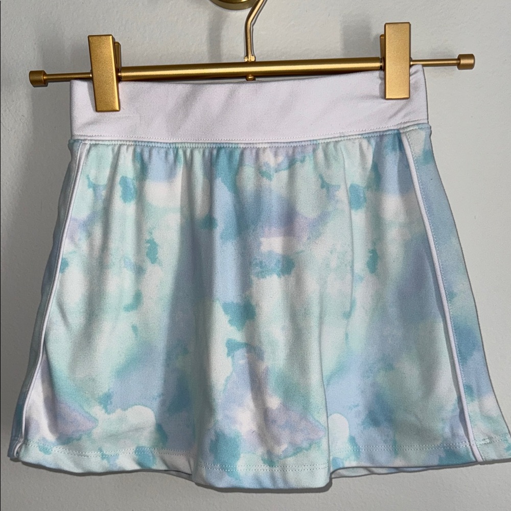 90 Degree Girls Small 7-8 Pastel Blue Watercolor Skort - White/Blue/Purple